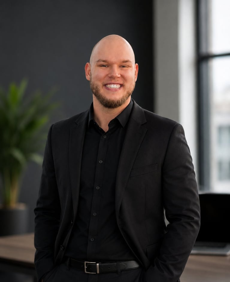 Professioneller Fotograf mit Laptop im modernen Büro
